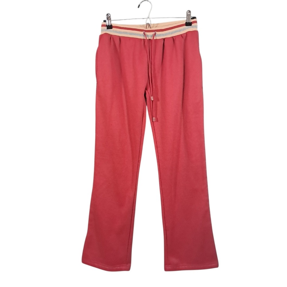 Vintage Striped Sweatpants Red Sporty Lounge Track Pants Large Straight Leg 90s